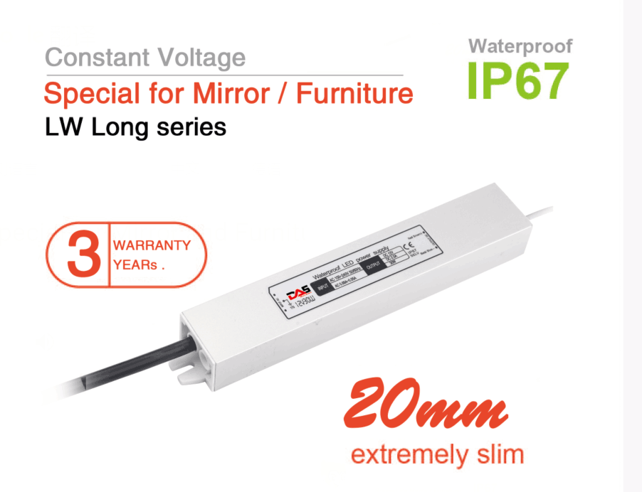 12V 24V UItra-Narrow Long LED Driver IP67 Power Supply 